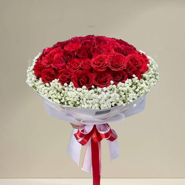 ช่อดอกไม้ ทรงกลมใหญ่ (Red rose) กุหลาบแดง