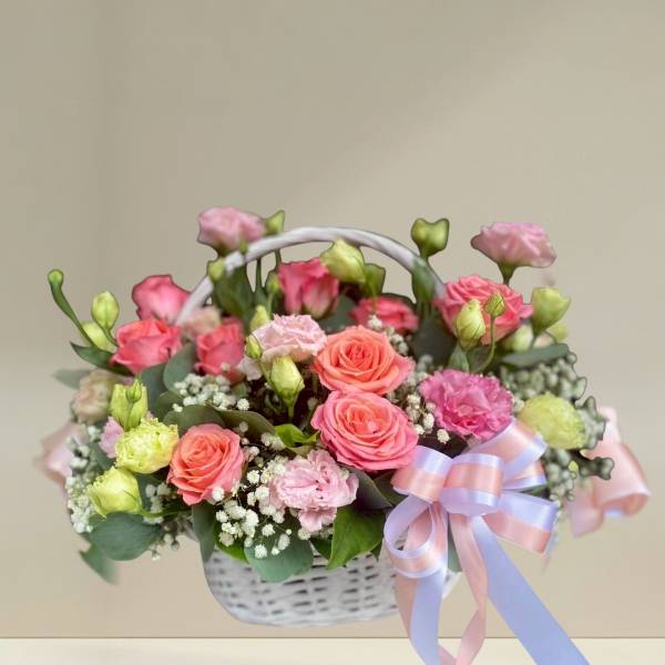 กระเช้าดอกไม้สด (Flower basket) ส้มโอรส