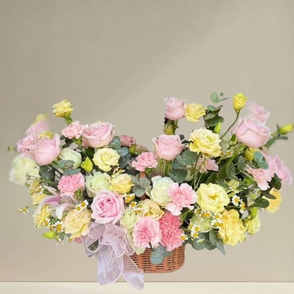 กระเช้าดอกไม้สด (Flower basket) ขนาดใหญ่