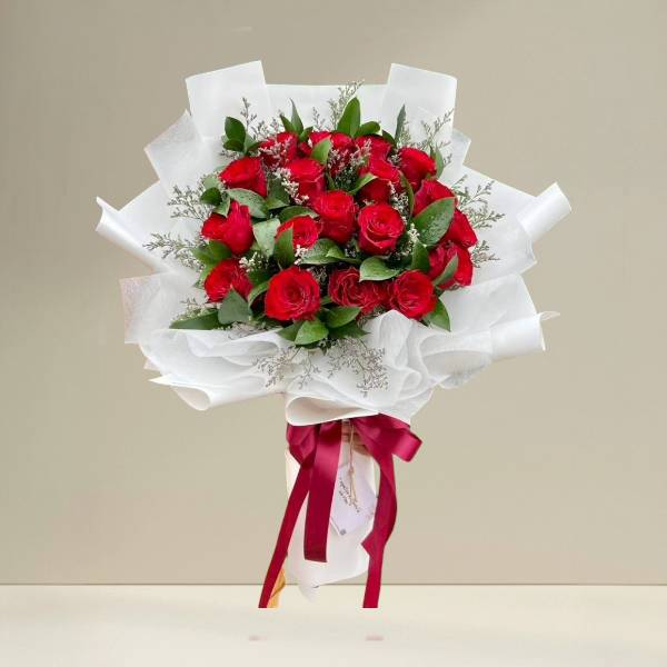 ช่อดอกไม้ กุหลาบแดง