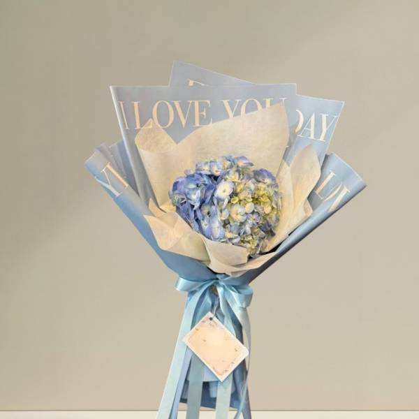 ช่อดอกไม้ Hydrangea (ไฮเดรนเยียสีฟ้าอ่อน)